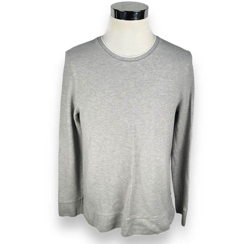 Hugo‎ Boss Skubic Sweatshirt Men's Medium Gray Waffle Knit Cotton Long Sleeve